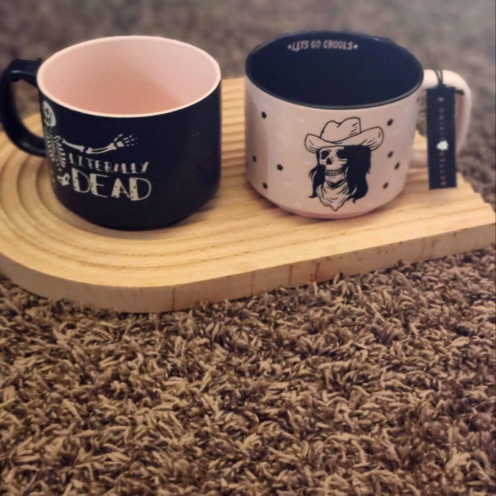 Skeleton cowgirl mugs 2 set